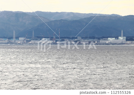 Units 1 to 6 of the Fukushima Daiichi Nuclear Power Plant seen from the ocean (March 2024) 112555326