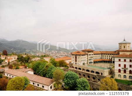 Bergamo, Italy. The old town. Landscape at the ancient gate Porta San Giacomo  112555379