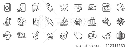Icons pack as Timer, Fitness and Co2 line icons for app include Inflation, Shopping, Voicemail outline thin icon web set. Architect plan, Versatile, Cyber attack pictogram. Ceiling lamp. Vector 112555583