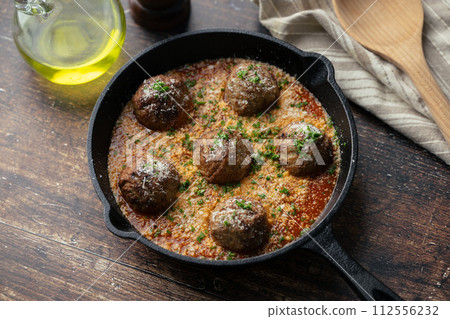 italian meat balls with tomato sauce and cheese italian meat balls with tomato sauce and cheese 112556232