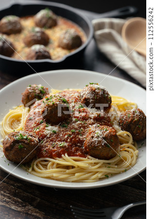 italian meat balls with spaghetti marinara sauce italian meat balls with spaghetti marinara sauce 112556242