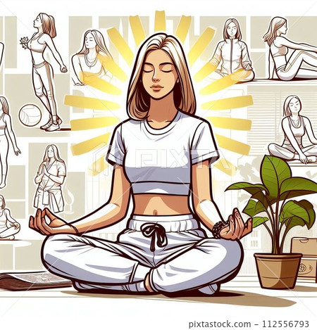 Women doing yoga fitness Women doing yoga fitness 112556793