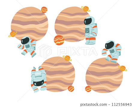 穿著太空衣和行星的流行框架插圖集 112556943
