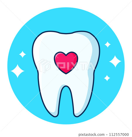 Healthy tooth. Teeth cleaning. Childrens learning card. Poster for dentistry. Vector illustration in cartoon style Healthy tooth. Teeth cleaning. Childrens learning card. Poster for dentistry. Vector illustration in cartoon style 112557000