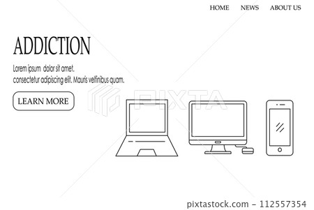 Realistic set of monitor, laptop, tablet, smartphone - Stock Vector illustration 112557354