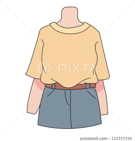 Clothes and accessories. Fashion female shirt and jacket, suit and skirt illustration Clothes and accessories. Fashion female shirt and jacket, suit and skirt illustration 112557356