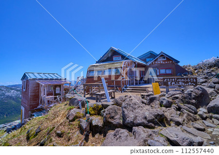 Mountain hut on the summit of Mt. Tateshina, Meno City, Nagano Prefecture in spring 112557440