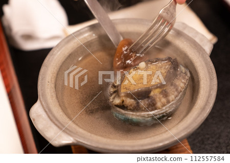 Abalone steamed and grilled Abalone steamed and grilled 112557584