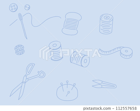 縫紉工具的線條畫插圖集 112557658