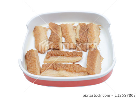 Fresh raw offal sliced on square plate isolated on white background, hot pot ingredients. Fresh raw offal sliced on square plate isolated on white background, hot pot ingredients. 112557802