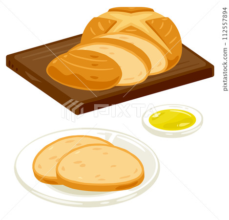 木盤和盤子上的黑麥麵包 木盤和盤子上的黑麥麵包 112557894