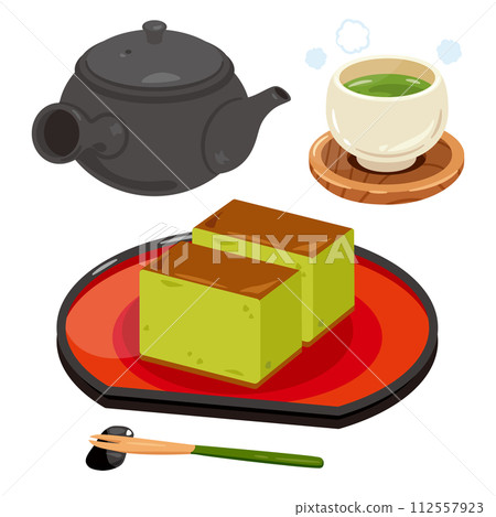 抹茶卡斯特拉盛在碗裡 112557923