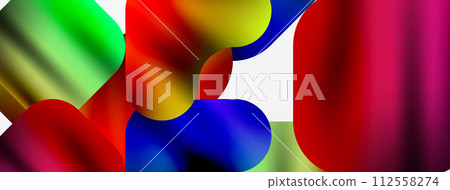 Metallic fluid color with geometric abstract shapes. Vector Illustration For Wallpaper, Banner, Background, Card, Book Illustration, landing page 112558274