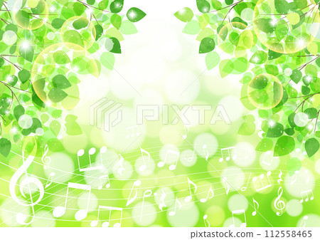 Fresh greenery, music, horizontal, sunlight filtering through foliage, background, illustration, cute, arch Fresh greenery, music, horizontal, sunlight filtering through foliage, background, illustration, cute, arch 112558465