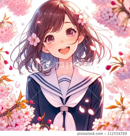 櫻花和高中女生的形象 112558789