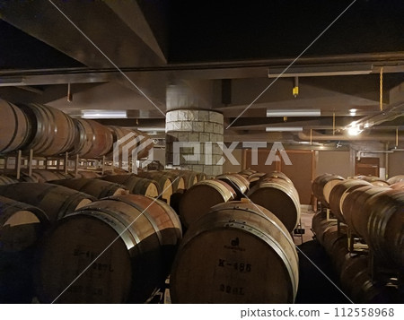 A view of the winery's wine barrel storage A view of the winery's wine barrel storage 112558968
