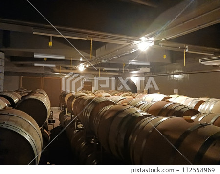 A view of the winery's wine barrel storage A view of the winery's wine barrel storage 112558969