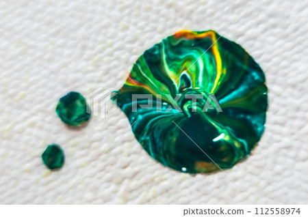 Green and blue agate on a white background. Macro photo. Abstract background. 112558974
