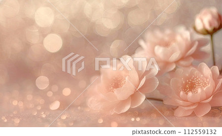 A bouquet of fluffy pink dahlias placed below 112559132