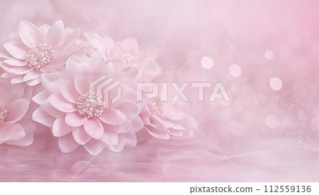 A bouquet of fluffy pink dahlias placed below 112559136
