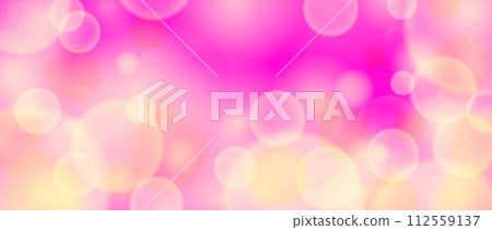 Abstract circle bokeh wallpaper. Bright pink color blur effect background. Shiny blurry light sparkle texture. Vector romantic backdrop for birthday celebration, fairy party, card, poster, banner 112559137