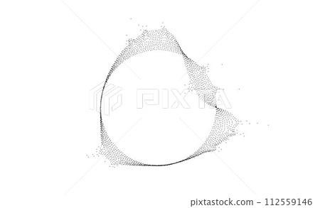 Black dotted wavy lines with dissolve effect. Stipple disintegrating curved circle. Halftone textured sphere with noise grain. Round grunge particles or speckles. Dot work bubble. Vector illustration Black dotted wavy lines with dissolve effect. Stipple disintegrating curved circle. Halftone textured sphere with noise grain. Round grunge particles or speckles. Dot work bubble. Vector illustration 112559146