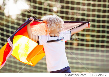 Germany football fan kids. Children play soccer. Germany football fan kids. Children play soccer. 112559517