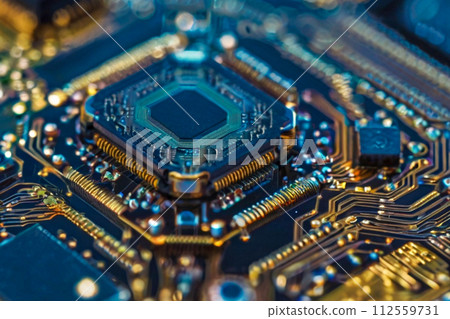 computer motherboard on a computer chip 112559731