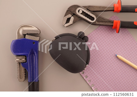 Renovation, building, manufacturing and production still life 112560631