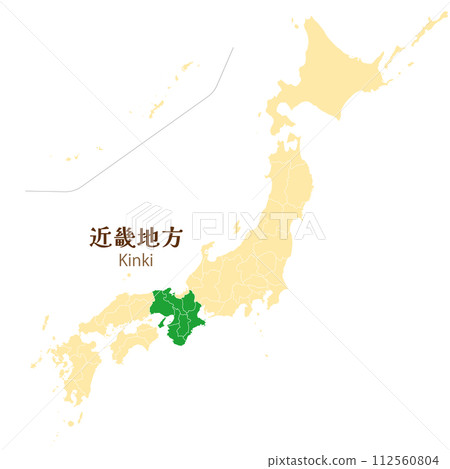 日本列島的近畿地區以及近畿地區的各縣 日本列島的近畿地區以及近畿地區的各縣 112560804