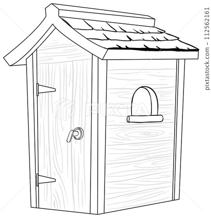 Rustic Wooden Outhouse Illustration Rustic Wooden Outhouse Illustration 112562161