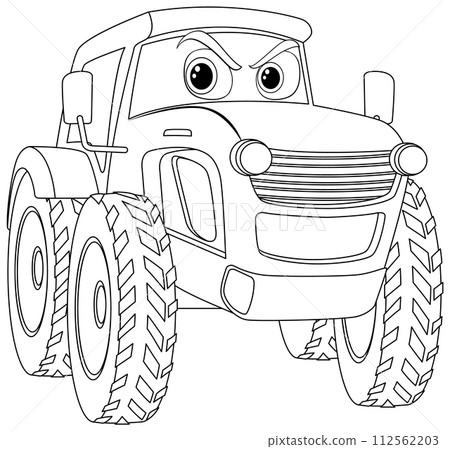 Friendly Cartoon Tractor Coloring Page 112562203