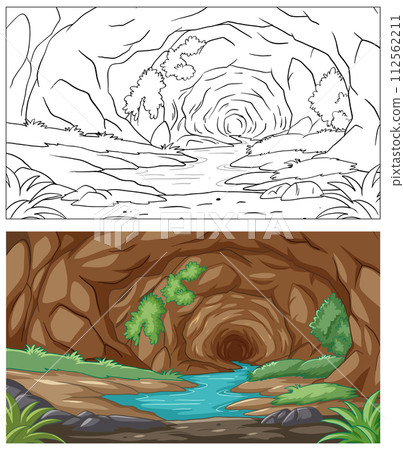 Enchanted Forest Stream Through Hollow Log 112562211