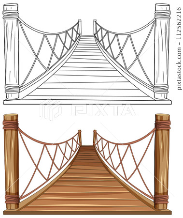Crossing the Wooden Suspension Bridge 112562216