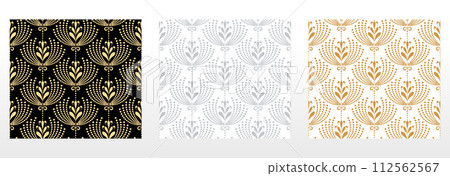 Collection of flower geometric patterns. Seamless vector backgrounds. Colored ornaments. Ornament for fabric, wallpaper, packaging. Decorative prints Collection of flower geometric patterns. Seamless vector backgrounds. Colored ornaments. Ornament for fabric, wallpaper, packaging. Decorative prints 112562567