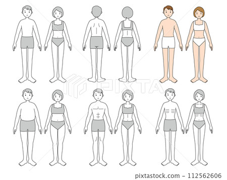 男女全身站立姿勢（依體型分） 112562606