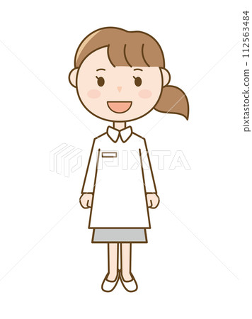 護士微笑著面向前方_穿白大褂的女人全身插畫 112563484