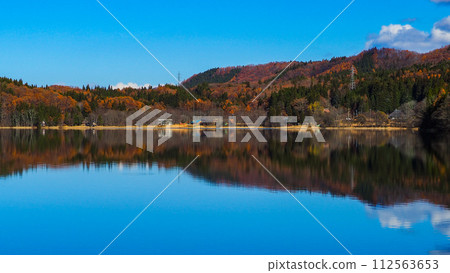 Lake Aoki Water mirror reflection on the surface of the lake Lake Aoki Water mirror reflection on the surface of the lake 112563653
