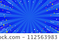 Vivid blue concentrated line background illustration material with dancing confetti 112563983