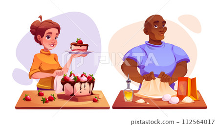 Man and woman cooking food 112564017