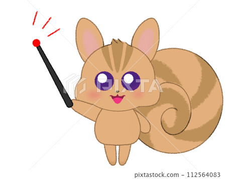 一隻松鼠舉起手並拿著指點棒的蠟筆插圖 112564083