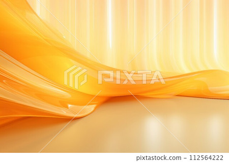 Colorful abstract background template. A space with transparent yellow and orange waves. AI generated image 112564222