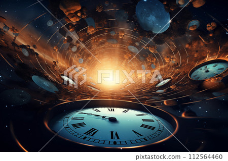Space of time dimension concept. time theory. By generate Ai 112564460
