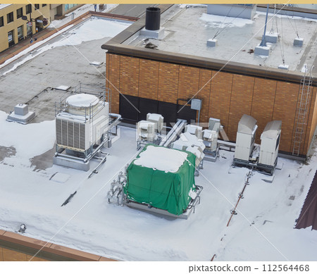 Asahikawa cityscape in winter seen from a high angle 112564468