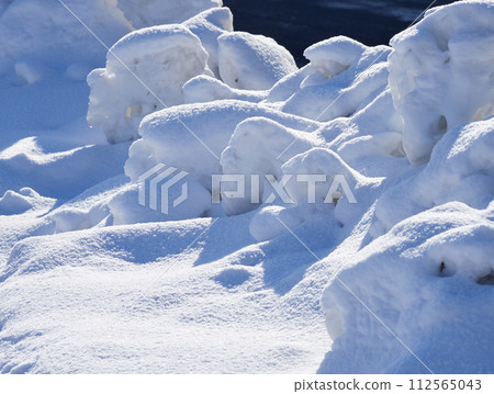 Snowy landscape of Asahikawa city in Hokkaido in winter Snowy landscape of Asahikawa city in Hokkaido in winter 112565043
