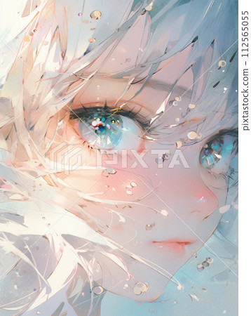 藍眼睛和閃閃發光的水滴的女孩 藍眼睛和閃閃發光的水滴的女孩 112565055