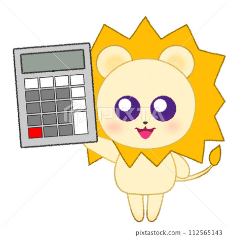 Crayon illustration of a lion raising its hand and holding a calculator Crayon illustration of a lion raising its hand and holding a calculator 112565143