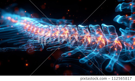 X-ray human spine on dark background. 112565817