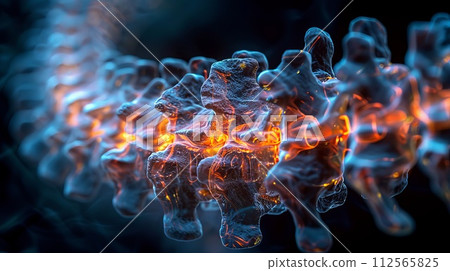 3d human spine in red and blue light 112565825