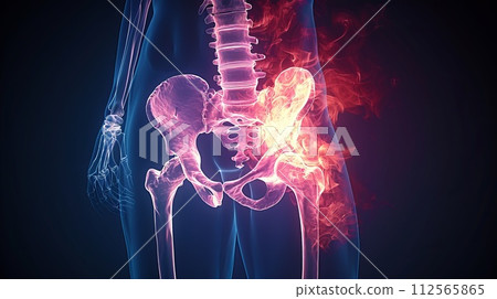 X-ray of human spine on black background X-ray of human spine on black background 112565865